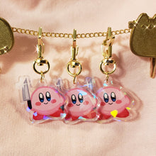 Load image into Gallery viewer, Kirb With Knife - Double Sided 1.5&quot; Holographic Charm
