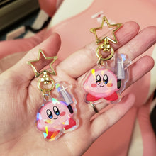 Load image into Gallery viewer, Kirb With Knife - Double Sided 1.5&quot; Holographic Charm
